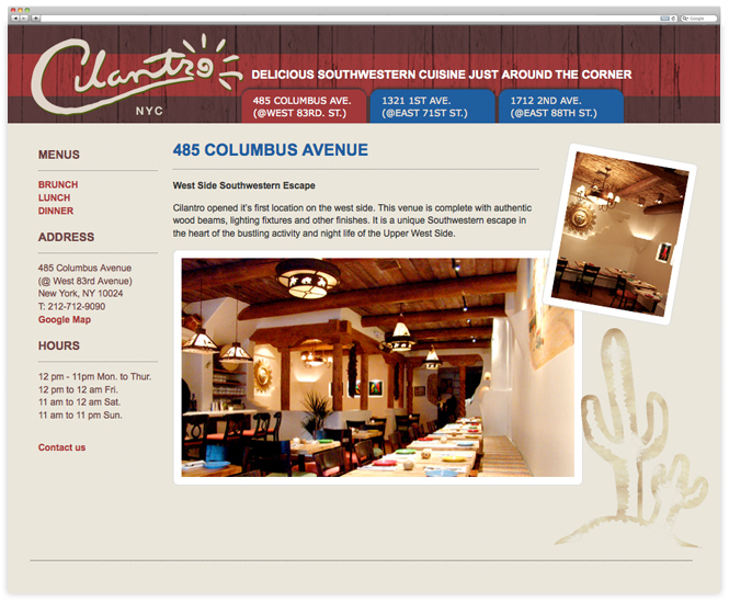 Cilantro restaurants website concept